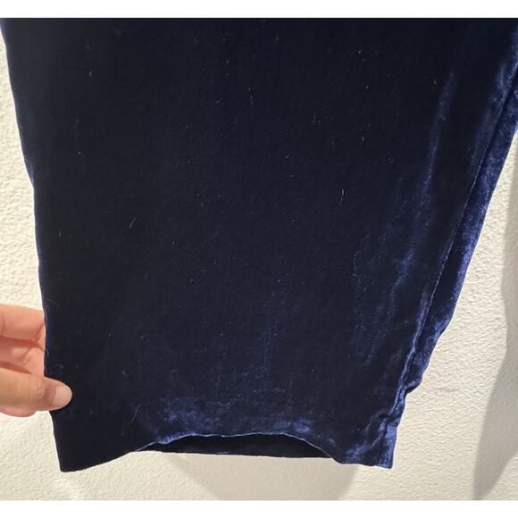 Vintage Merona Y2K Blue Velvet Silk Blend Mid Rise Pants Dark Romantic Glam - Picture 5 of 7